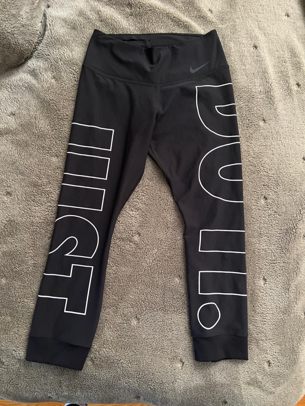 Nike Black Cropped Leggings with White Outline Graphic Wore Once